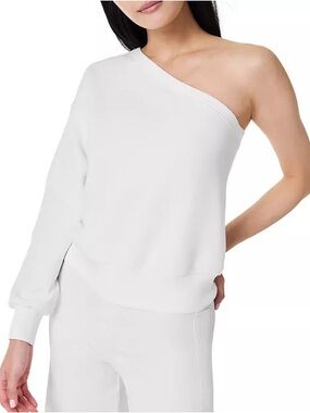 SPANX AirEssentials One Shoulder Top White XS Off Shoulder Sweatshirt Lounge